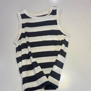 LOFT Black and White Striped Tank Top